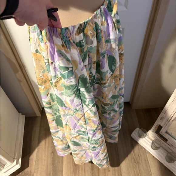 SHEIN Green and Purple Floral Midi Dress - Picture 4 of 8